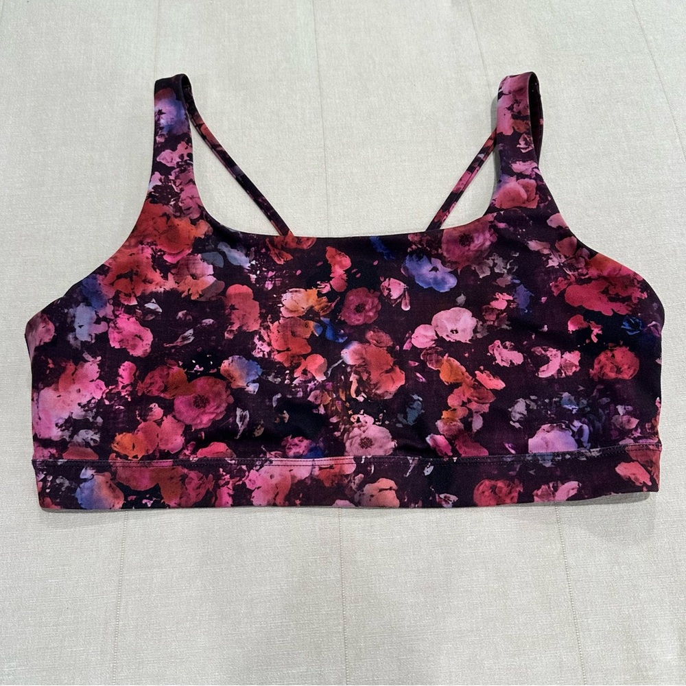 Athleta Multicolor Pink Purple Floral Sports Bra